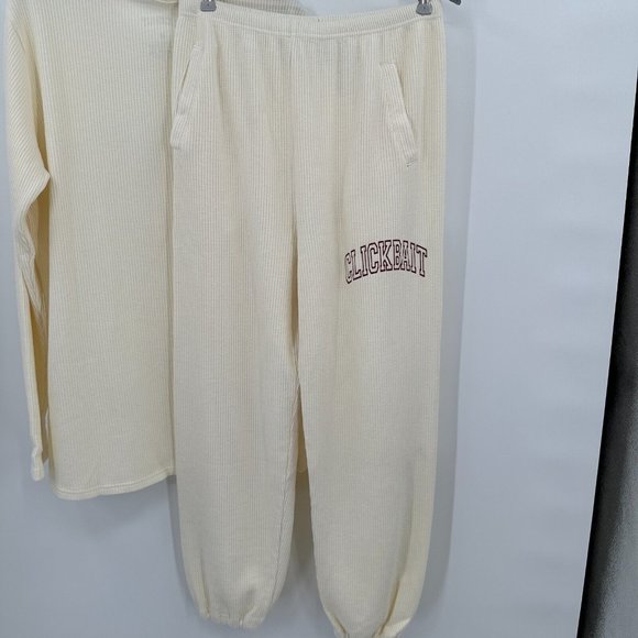 David Dobrik Clickbait Waffle Thermal Set sz M Medium NWOT Pajama Set Pants - Picture 6 of 8
